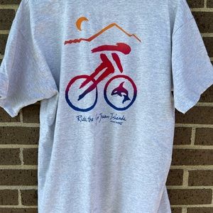 LA Loving Vintage Men’s San Juan Island Bicycle Graphic T-Shirt 1992 Gray XL